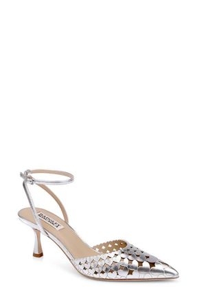 Badgley Mischka Omelia Ankle Strap Pump in Silver Metallic at Nordstrom, Size 6.5