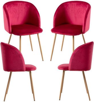 Regalos Miguel Packs Sillas Comedor - Pack 4 Sillas Velt Terciopelo - Rojo
