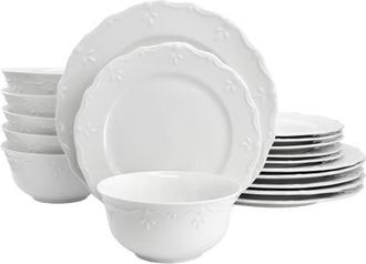 Elama Henryi 18 Piece Porcelain Dinnerware Set in White at Nordstrom