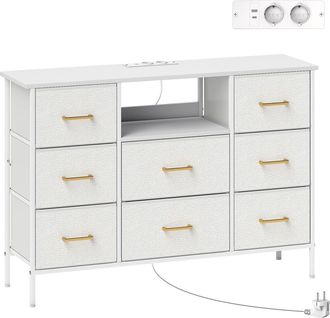 HOMCOM Cajonera de tela 110x30x76 cm crema