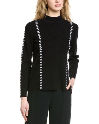 Elie Tahari Mock Neck Rib Sweater
