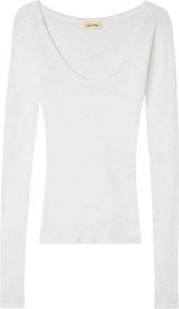 American Vintage Massachusetts Lange Mouw T-shirt - Dames - Longsleeves - Wit - M - Katoen - Tops