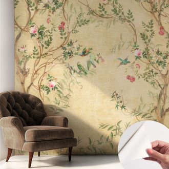 Tulup Carta Da Parati Adesiva - Fotomurale - Facile Da Applicare - Per La Soggiorno - Camera Da Letto - Accenti Floreali 250x250 Cm