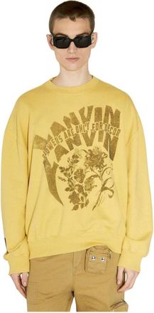 Lanvin Cotton Fleece Logo Print Sweatshirt - Heren - Sweatshirts - Geel - L - Katoen - Hoodies & sweatvesten