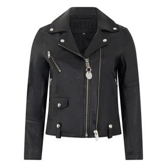 Diesel Leather Jackets, female, Black, Size: XS L-Lyfa Jacket
