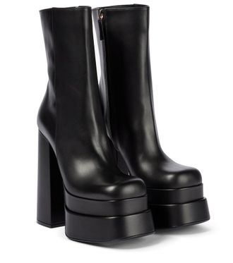 Versace Intrico leather platform ankle boots