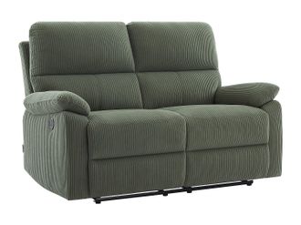 Vente-Unique Sof&aacute; de 2 plazas reclinable el&eacute;ctrico de terciopelo verde LUNANO