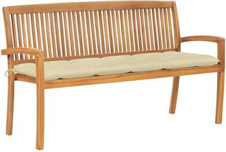 vidaXL Vidaxl - Banco De Jard&iacute;n Apilable Con Coj&iacute;n Madera Maciza De Teca 159 Cm