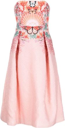 Mary Katrantzou Meadow embroidered midi dress - women - Polyester - 6 - Pink