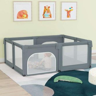 vidaXL Parque Para Beb&eacute;s Con 2 Puertas Tela Oxford Gris Claro Vidaxl
