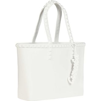 Carmen Sol Seba Mid Tote Jumbo Studs in White at Nordstrom, Size Medium