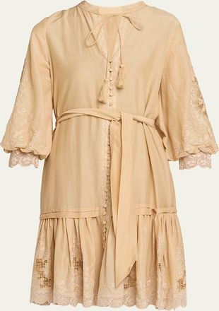 Kobi Halperin Erica Embroidered Flounce Dress