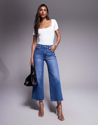 Good American Good Waist - Jeans palazzo alla caviglia blu scuro
