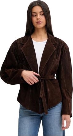 Vicolo Jassen, Dames, Bruin, XS, Leer, Kimono Jas