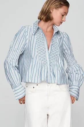 Maeve 100% Cotton Smocked Buttondown Shirt