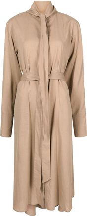 Peter Do belted-waist button-down dress - women - Cotton/Viscose - 36 - Neutrals