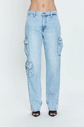 Pistola Denim Womens Bobbie Cargo Mid Rise Vintage Pant In Blue