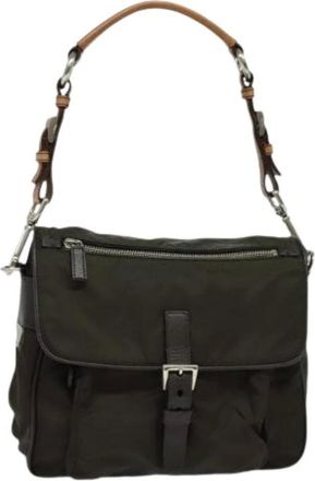 Prada Pre-owned Shoulder Bags, female, Green, Size: ONE SIZE Pre-owned Nylon Shoulder Bag