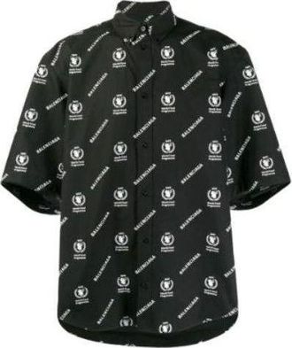 Balenciaga x WFP Short Sleeve Square Back Shirt Black White 602026TIL251070