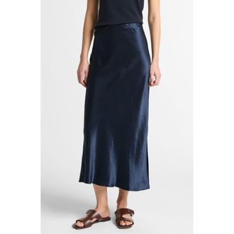 Vince Side Slit Matte Satin Slip Skirt in Coastal at Nordstrom, Size Xx-Small