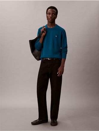 Calvin Klein Jeans Calvin Klein Mens Smooth Cotton Sweater - Blue - XS
