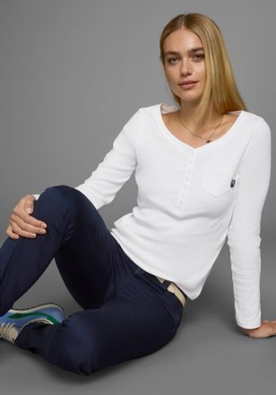 Arizona Langarmshirt ARIZONA, Damen, Gr. 32/34, weiss (wei&szlig;), Obermaterial: 100% Baumwolle, unifarben, Basic, sehr figurbetont, Rundhals, ohne B&uuml;ndchen, Shirt