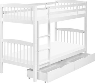 Beliani Beliani - Litera Madera De Pino Blanca 90x200 Cm Con Cajones Dormitorio De Ni&ntilde;os Revin