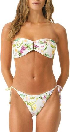 PQ Swim Beaded Embroidered Bikini Top in Paradise Bloom at Nordstrom, Size Medium