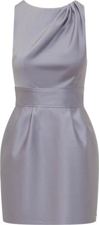 Elisabetta Franchi Duchess Dress with Logo Details - female - Elisabetta Franchi - Party Dresses - Purple - XS - Dresses