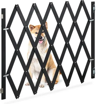 Relaxdays Relaxdays - Barrera Seguridad Ni&ntilde;os Bamb&uacute; Xl, Valla Escaleras Plegable Hasta 140 Cm, 87-97 Cm Alto, Reja Mascotas, Negro