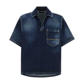 Dsquared2 Denim Shirts, male, Blue, Size: S Short Sleeves Shirt