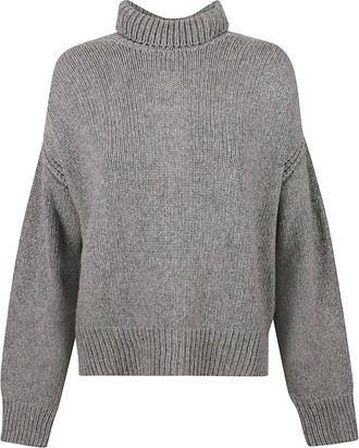 SA SU PHI Jersey de cuello alto ragl&aacute;n con abertura trasera - Knitwear - Mujer - Gris - L