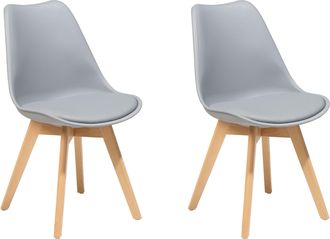 Beliani Beliani - Conjunto De 2 Sillas De Comedor Gris Claro Madera Clara Material Sint&eacute;tico Dakota Ii