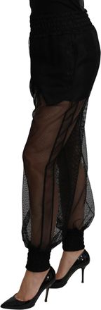 Dolce & Gabbana Black See Through Jogger Polyester Womens Pants