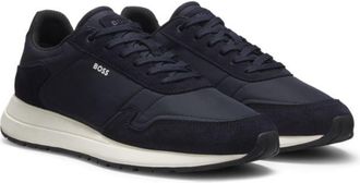 BOSS Lace-up sneakers in lightweight fabric with suede trims