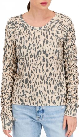 Chaser Womens Ribbed Animal Print Top In Beige