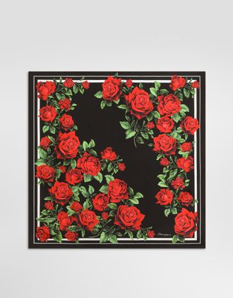 Dolce & Gabbana 90x90 Rose-print Silk Twill Scarf - Woman Scarves And Silks Print Onesize