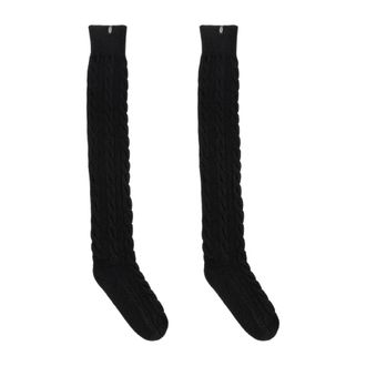 UGG Socks, female, Black, Size: L/XL Zanika Thigh High Cable Socks