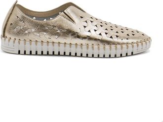 Eric Michael Womens Inez Leather Slip-On Flat Comfort Shoes In Gold