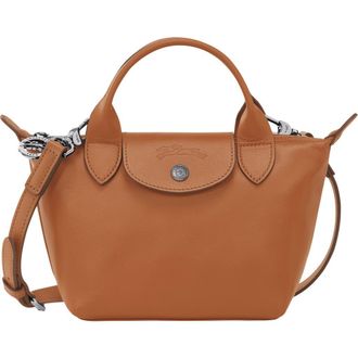 Longchamp Extra Small Le Pliage Xtra Leather Top Handle Bag in Cashew at Nordstrom