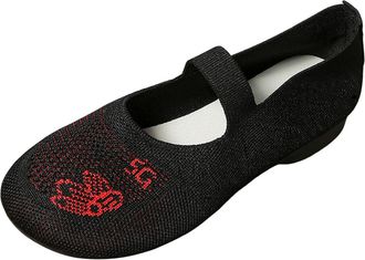 Generic Ladies Fashion Flat Casual Shoes Breathable Knitting Comfortable Solid Color Slip On Everyday Wear Versatile Footwear for Women (Black, 5.5)