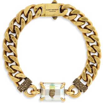 Kurt Geiger Eagles Head Crystal Curb Chain Bracelet in Crystal Iridescent at Nordstrom Rack