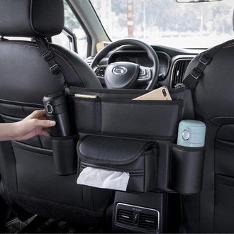 No Brand 38&times;24&times;15cm - Bolsa De Almacenamiento Para Coche - Bolsa De Almacenamiento De Cuero Para Coche Entre Los Asientos - Bolsa Colgante Para El Asiento Tras