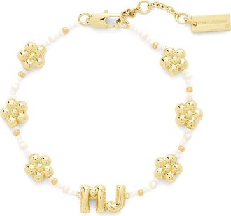 Marc Jacobs MJ Balloon Bead & Freshwater Pearl Bracelet in Gold/Cream at Nordstrom