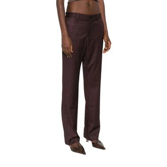 Gimaguas Wide Trousers, female, Brown, Size: 3XS Brown Pinstripe Straight Leg Pants