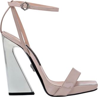 Philipp Plein Schoenen, Dames, Roze, 40 EU, Leer, Leren Sandalen Hoge Hakken