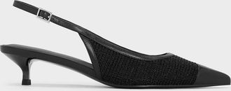 Charles & Keith Mesh Cap-Toe Kitten-Heel Pumps