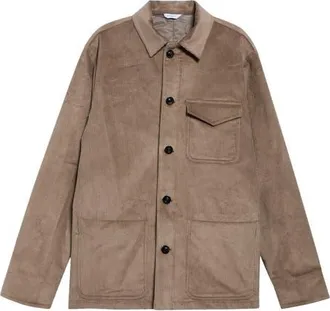 Boglioli Medium Wale Cotton Stretch Corduroy Overshirt in Cream at Nordstrom, Size 48