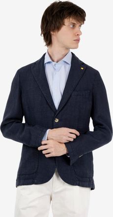 Alessandro Gilles Blazer in lino monopetto blu