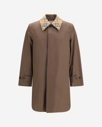 Burberry Tottenham cotton gabardine Coat with Check collar Male 48